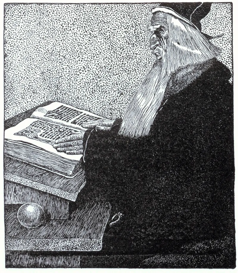 Howard Pyle drawing of Merlin