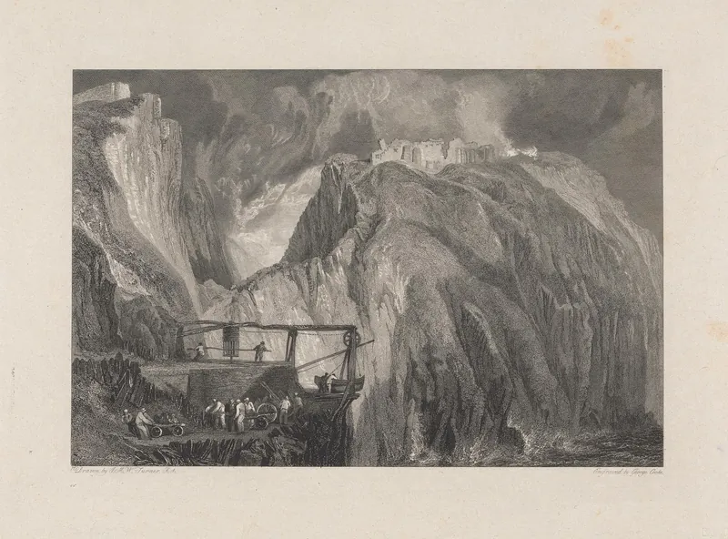 George Cooke’s 1818 engraving of the ruins of Tintagel Castle on its headland