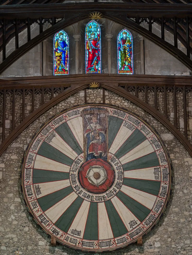 The painted Round Table hanging in the Great Hall at Winchester
